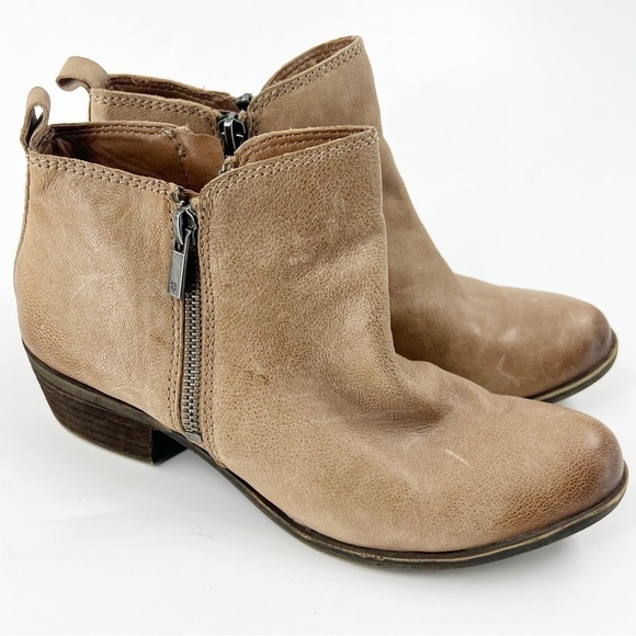 ✅ LUCKY BRAND LK-BASEL LEATHER TAN ANKLE BOOT SIZE ZIP SIZE 7.5 - Picture 1 of 10